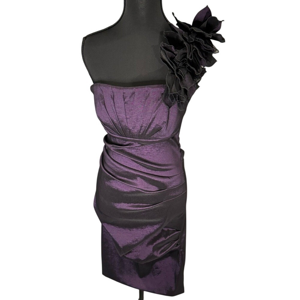 Betsyβ & Adam Purple One-Shoulder Cocktail Dress, Size 8, VGUC
